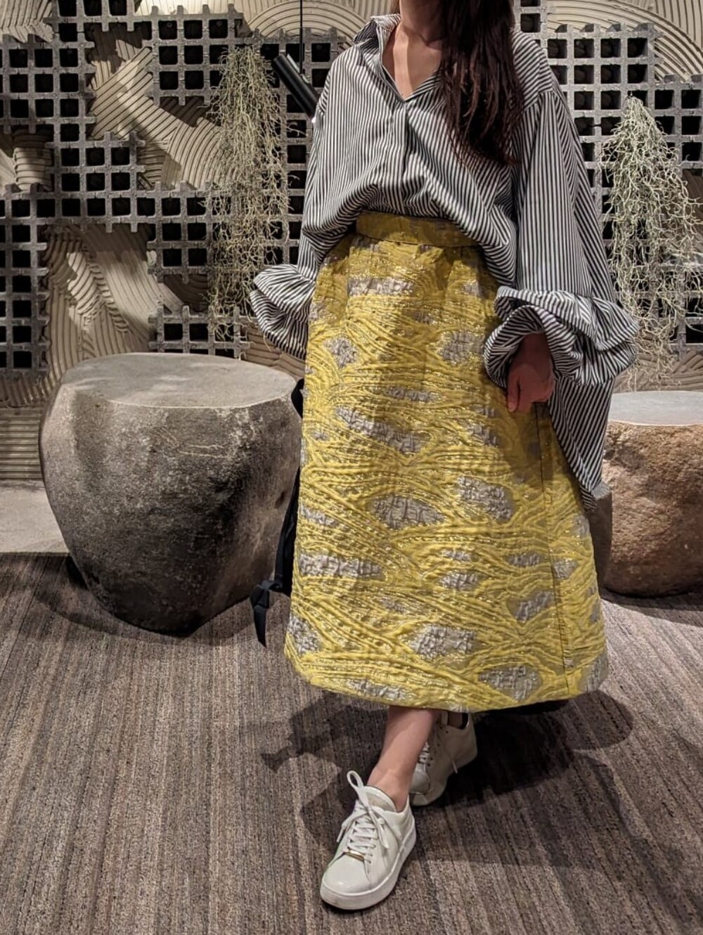 Yellow Patterned A-Line Women's Skirt (Purchased in Europe)